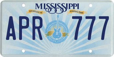 MS license plate APR777