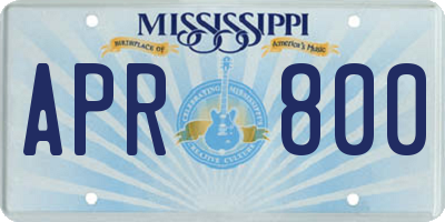 MS license plate APR800