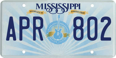 MS license plate APR802
