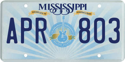 MS license plate APR803