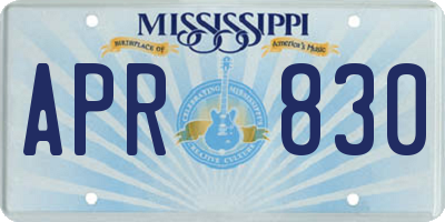 MS license plate APR830