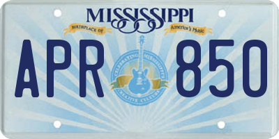 MS license plate APR850