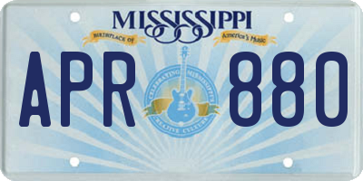 MS license plate APR880