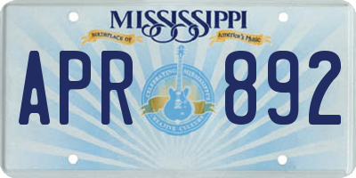 MS license plate APR892