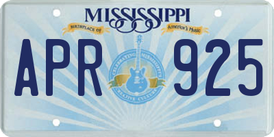 MS license plate APR925