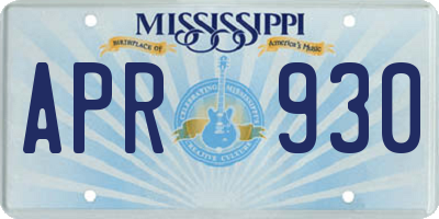 MS license plate APR930