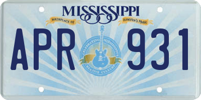 MS license plate APR931