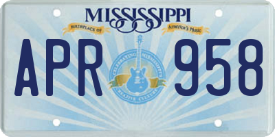 MS license plate APR958