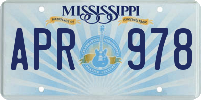 MS license plate APR978