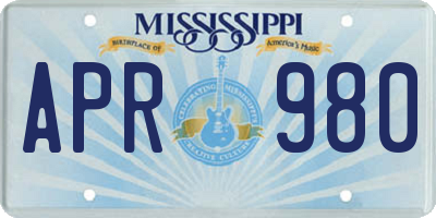 MS license plate APR980