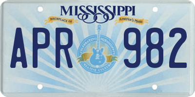 MS license plate APR982