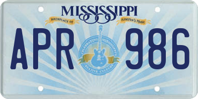 MS license plate APR986