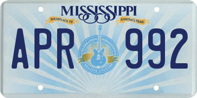 MS license plate APR992
