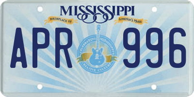 MS license plate APR996