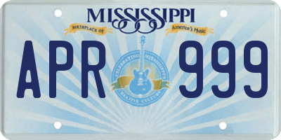 MS license plate APR999