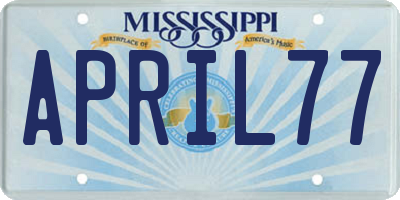 MS license plate APRIL77