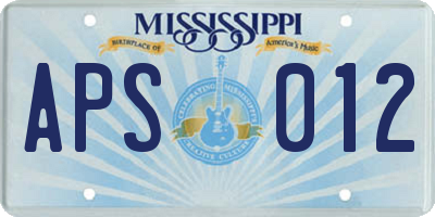 MS license plate APS012