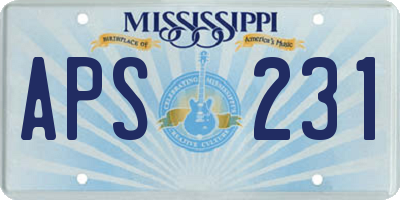 MS license plate APS231