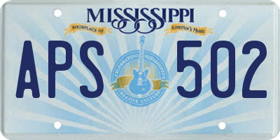 MS license plate APS502