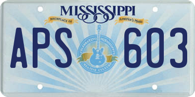 MS license plate APS603
