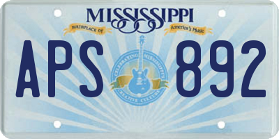 MS license plate APS892