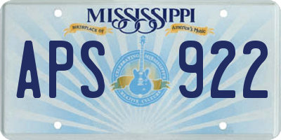 MS license plate APS922
