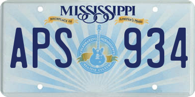 MS license plate APS934