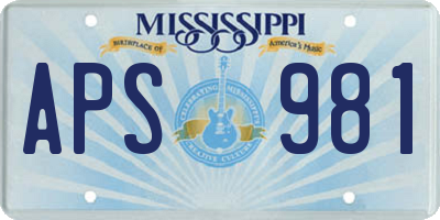 MS license plate APS981