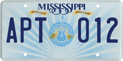 MS license plate APT012