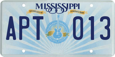 MS license plate APT013