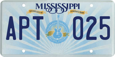MS license plate APT025