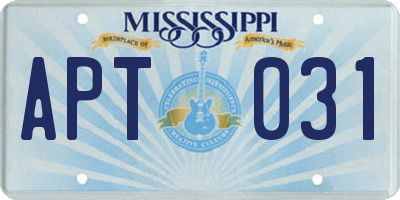 MS license plate APT031