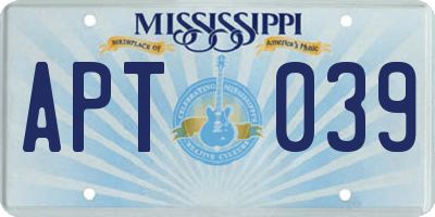 MS license plate APT039