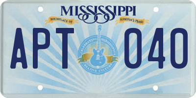 MS license plate APT040