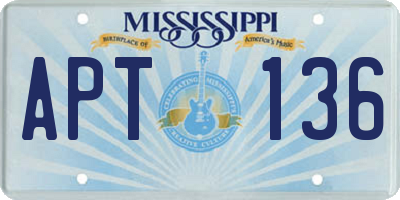 MS license plate APT136
