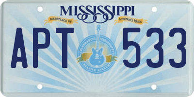MS license plate APT533