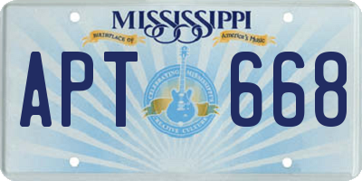 MS license plate APT668