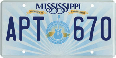 MS license plate APT670
