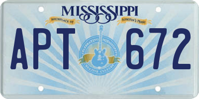 MS license plate APT672