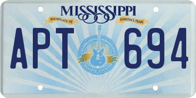 MS license plate APT694