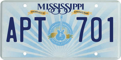 MS license plate APT701
