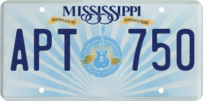 MS license plate APT750