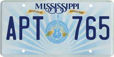 MS license plate APT765