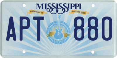 MS license plate APT880