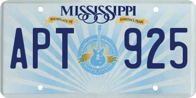 MS license plate APT925
