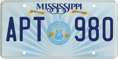 MS license plate APT980
