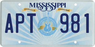 MS license plate APT981