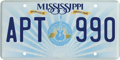 MS license plate APT990