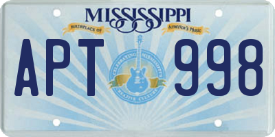 MS license plate APT998