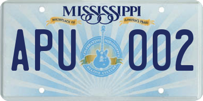 MS license plate APU002